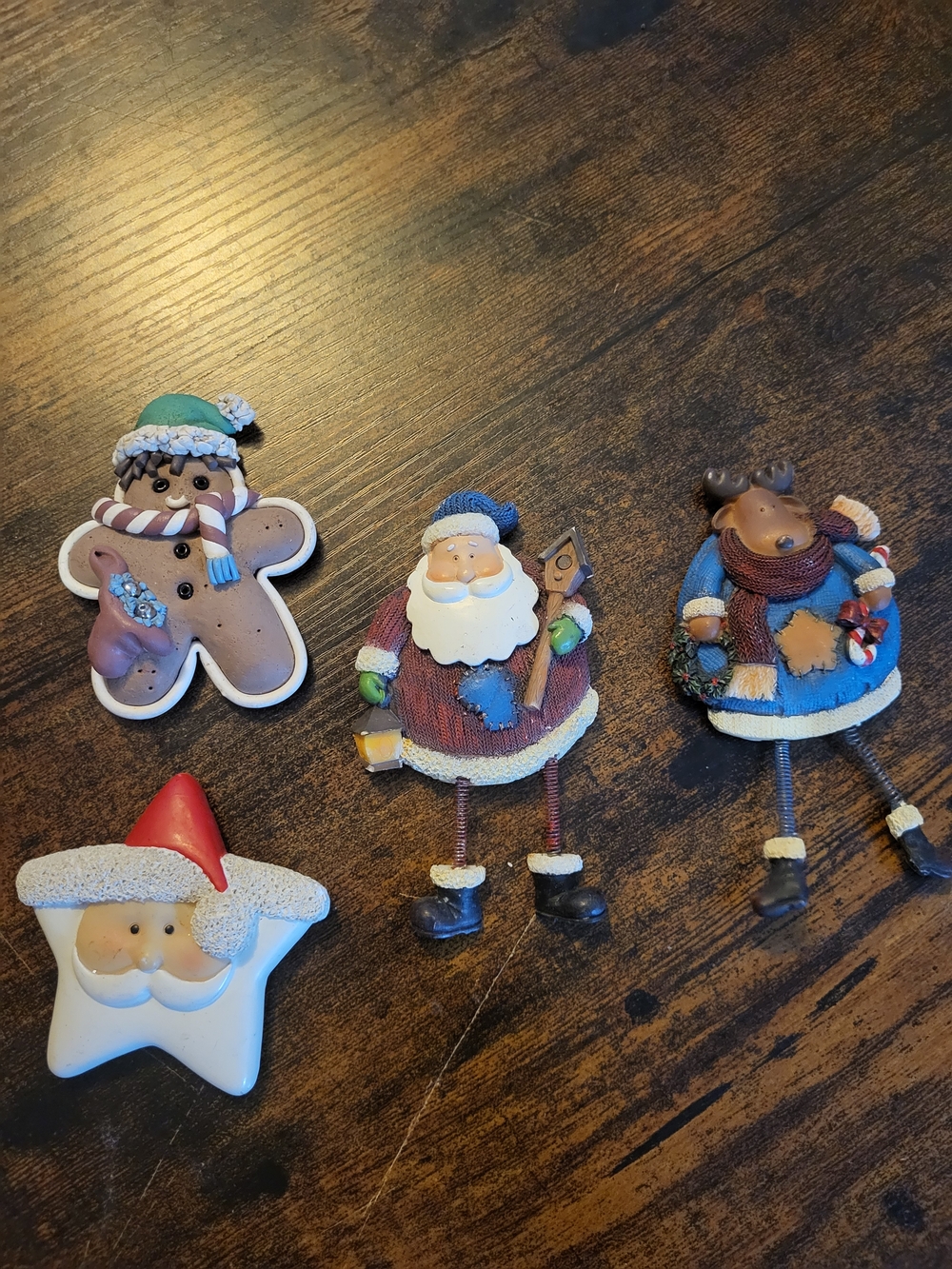 Holiday Kitchen Magnets Set in Red, Blue, Brown -